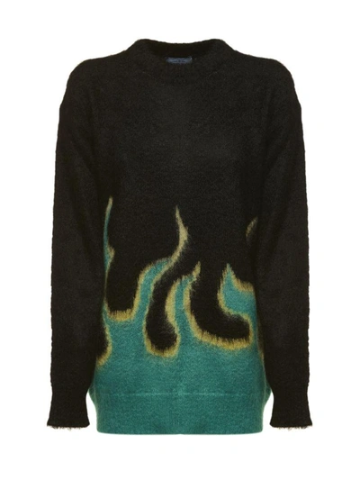 Shop Prada Flame Sweater In Nero Verde