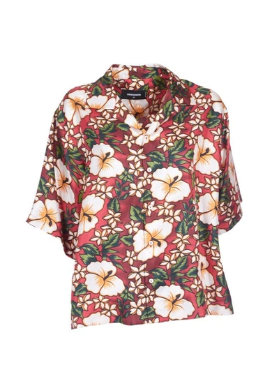 Shop Dsquared2 Hawaiian Floral Print Shirt In Fantasia