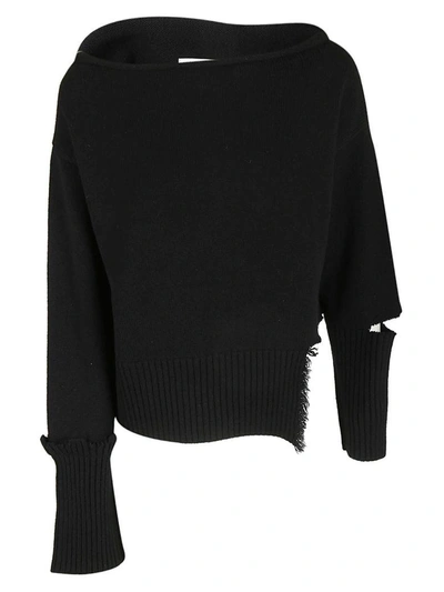 Shop Helmut Lang Off Shoulder Sweater In Nero