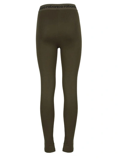 Shop Paco Rabanne Logo Strap Sport Leggings In Army