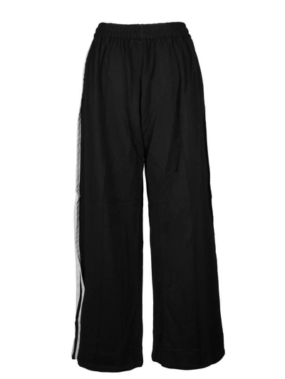 Shop Y-3 Wide Leg Track Pants In Black Core White