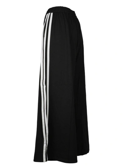 Shop Y-3 Wide Leg Track Pants In Black Core White