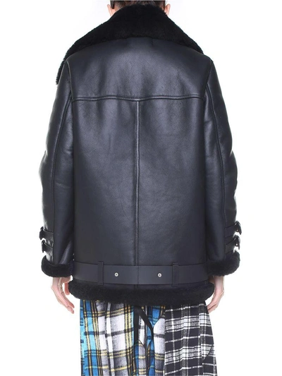 Shop Acne Studios Velocite Leather And Shearling Jacket In Nero