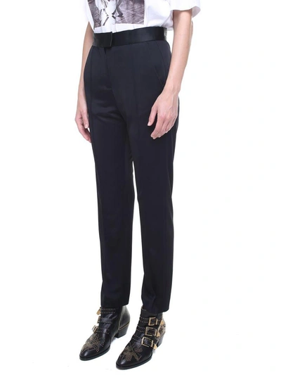 Shop Msgm High-rise Straight-leg Satin Trousers In Nero