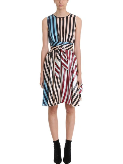 Shop Diane Von Furstenberg Sleeveless Waist Tie Draped Midi Dress In Multicolor