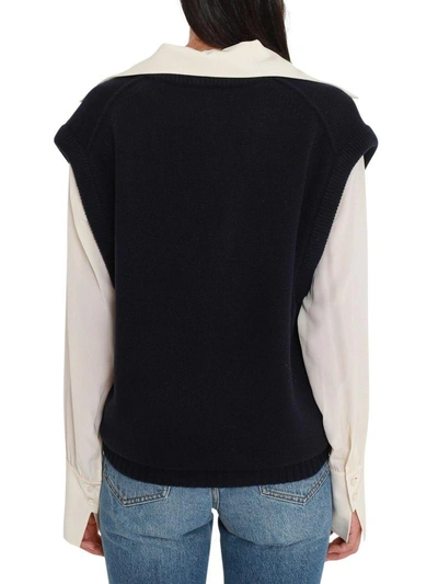 Shop Chloé Cashmere Knit Oversized Vest In Blu