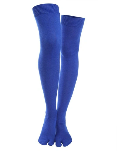 Shop Maison Margiela Over The Knee Socks In Blu