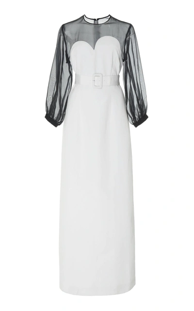 Shop Bouguessa Two Tone Fitted Gown In Black/white