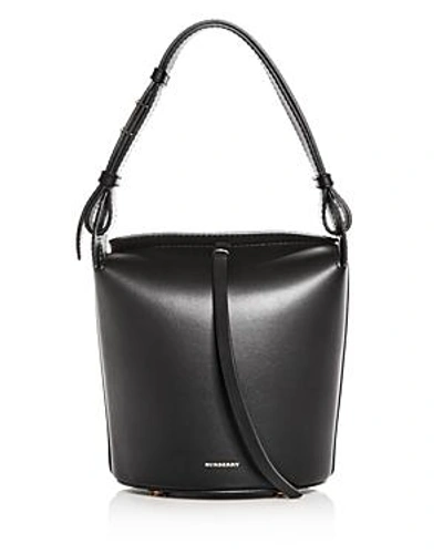 Shop Burberry Small Leather Bucket Bag In Black