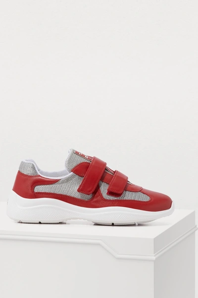 Shop Prada America's Cup Vintage Sneakers In Red