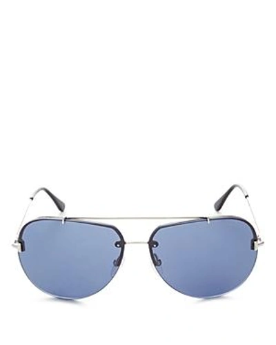 Shop Tom Ford Men's Brad Brow Bar Aviator Sunglasses, 60mm In Blue