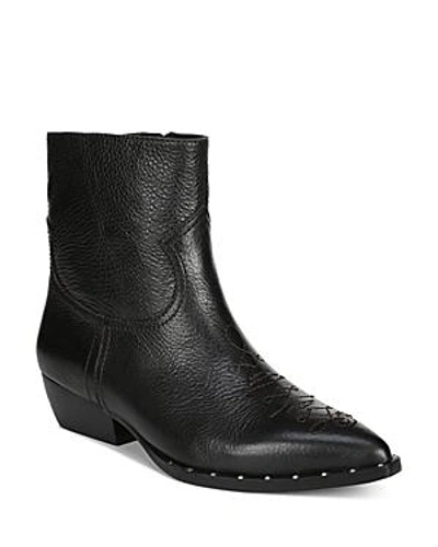 Shop Sam Edelman Women's Ava Leather Western Booties In Black