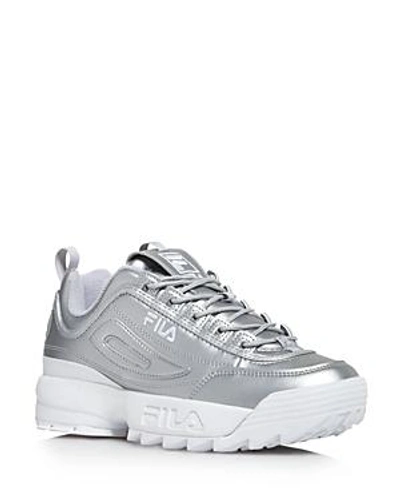 Shop Fila Women's Disruptor Ii Premium Low-top Dad Sneakers In Silver/white