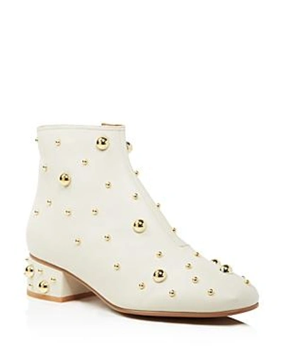 Shop See By Chloé See By Chloe Women's Studded Leather Block Heel Booties In White