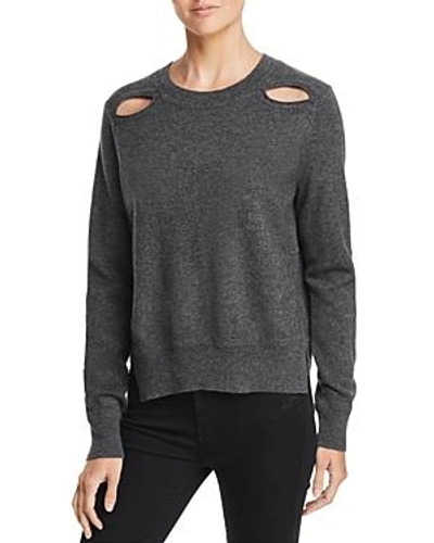 Shop Aqua Cashmere Cutout High/low Cashmere Sweater - 100% Exclusive In Heather Gray