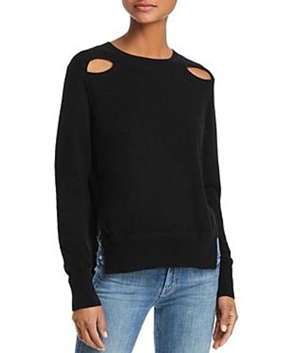 Shop Aqua Cashmere Cutout High/low Cashmere Sweater - 100% Exclusive In Black