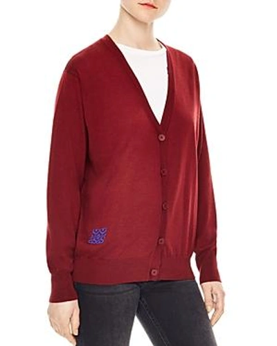 Shop Sandro Or Embellished Wool Cadigan In Ruby