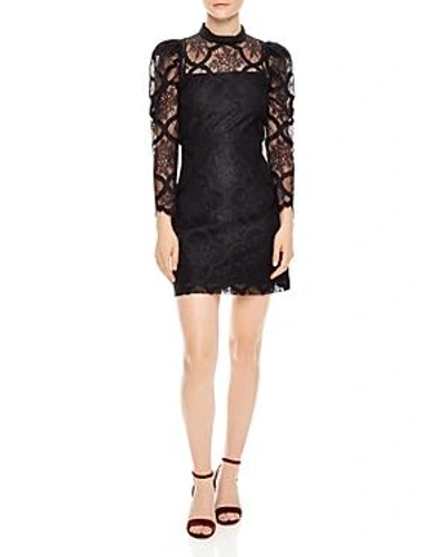 Shop Sandro Coeur Lace Mini Dress In Black