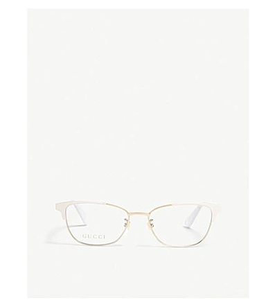Shop Gucci Gg0248o Oval Glasses In Cream