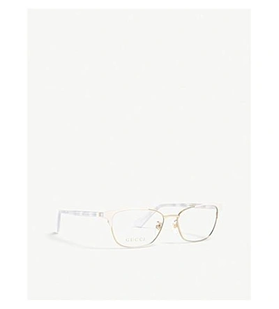 Shop Gucci Gg0248o Oval Glasses In Cream