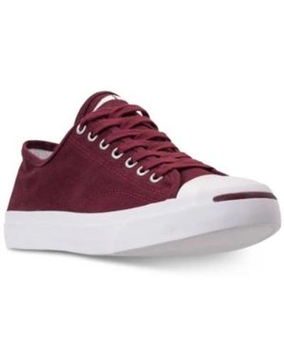 Shop Converse Men's Jack Purcell Jack Ivy Campus Low Top Casual Sneakers From Finish Line In Dark Burgundy/white