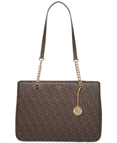 Shop Dkny Bryant Shopper Tote, Created For Macy's In Brown Logo/gold