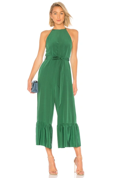 Shop Tibi Halter Ruffle Jumpsuit In Green