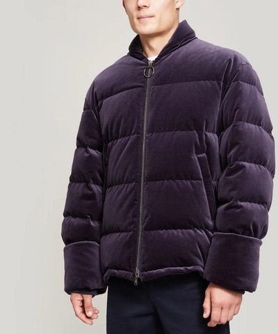 Shop Wooyoungmi Velvet Quilted Jacket In Navy