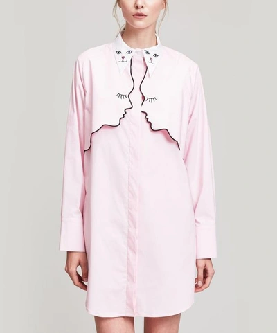 Shop Vivetta Cat Collar Trompe-l'il Shirt Dress In Pink