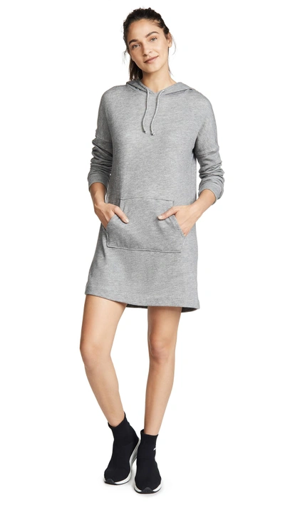 Shop Beyond Yoga Hood Times Sweatshirt Dress In Mid Heather Grey