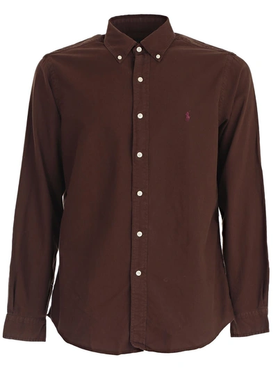Shop Polo Ralph Lauren Button Down Shirt In Mohican Brown