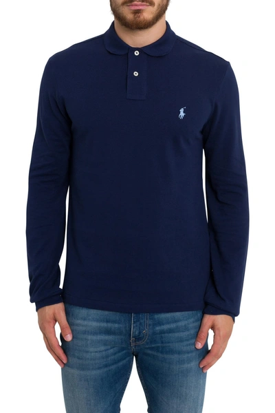 Shop Polo Ralph Lauren Polo Shirt With Long Sleeves In Navy