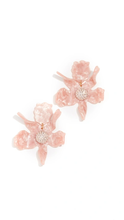 Shop Lele Sadoughi Crystal Lily Earrings In Peach