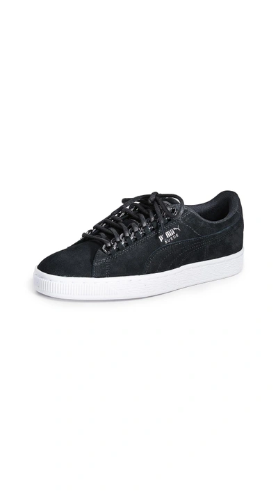 Shop Puma Suede Chain Sneakers In  Black