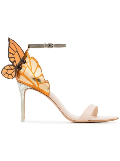 Shop Sophia Webster Nude And Orange Chiara 85 Leather Sandals - Neutrals