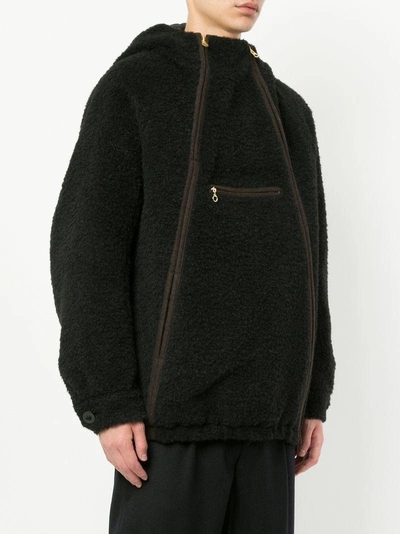 Shop Kolor Double Zip Hooded Jacket - Black
