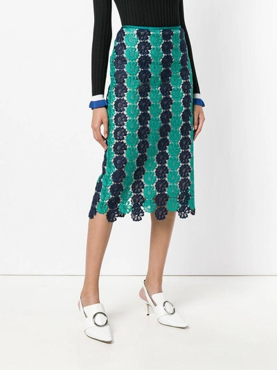 Shop Emilio Pucci Floral Lace Pencil Skirt - Green