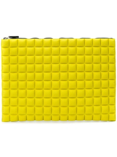 Shop No Ka'oi Chocolate Bar Quilted Clutch In Yellow