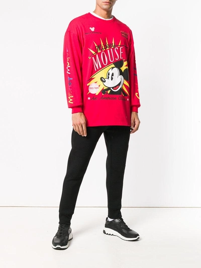 Shop Gcds Mickey Mouse Print Sweatshirt In Red