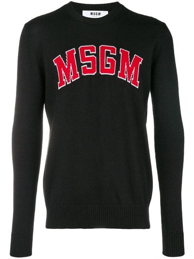 Shop Msgm Logo Pach Sweater In Black