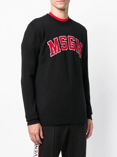 Shop Msgm Logo Pach Sweater In Black
