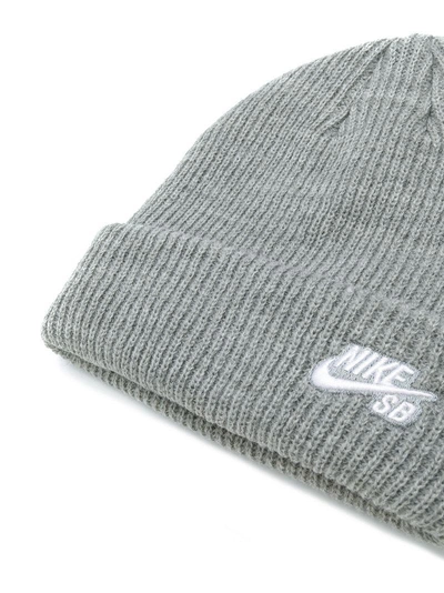 Shop Nike Logo Knit Beanie - Grey