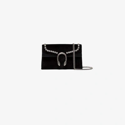 Shop Gucci Dionysus Super Mini Bag With Crystals In Black