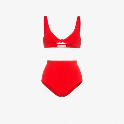 Shop Mara Hoffman Gerippter Bikini In Red