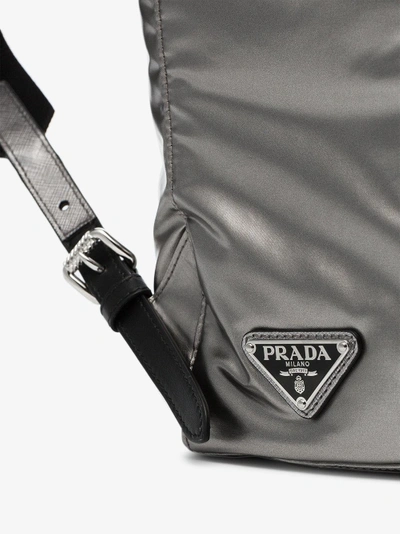 Shop Prada Metallic Stud Embellished Leather Backpack