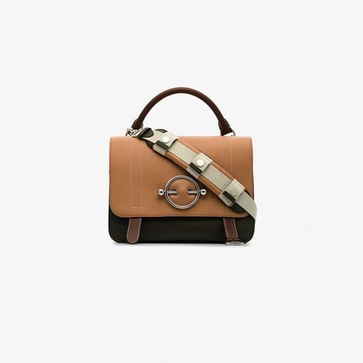 Shop Jw Anderson Nude, Brown And Green Disc Leather Satchel Bag