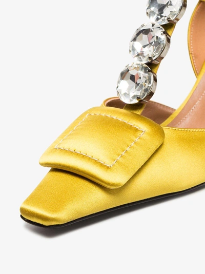 Shop Marni Yellow 60 Satin Square Toe Mary Jane Shoes In Yellow/orange