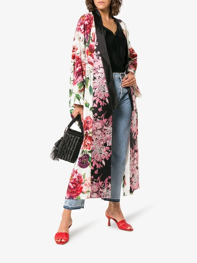 Shop Dolce & Gabbana Peony Print Jacquard Robe In Multicolour