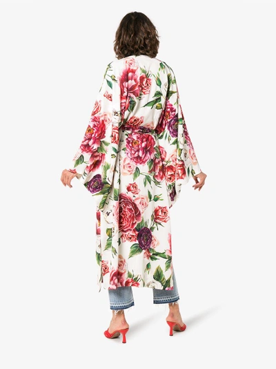 Shop Dolce & Gabbana Peony Print Jacquard Robe In Multicolour