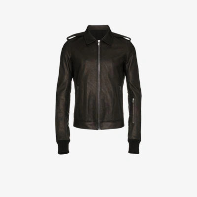 Shop Rick Owens Rotterdam Leather Jacket In Black